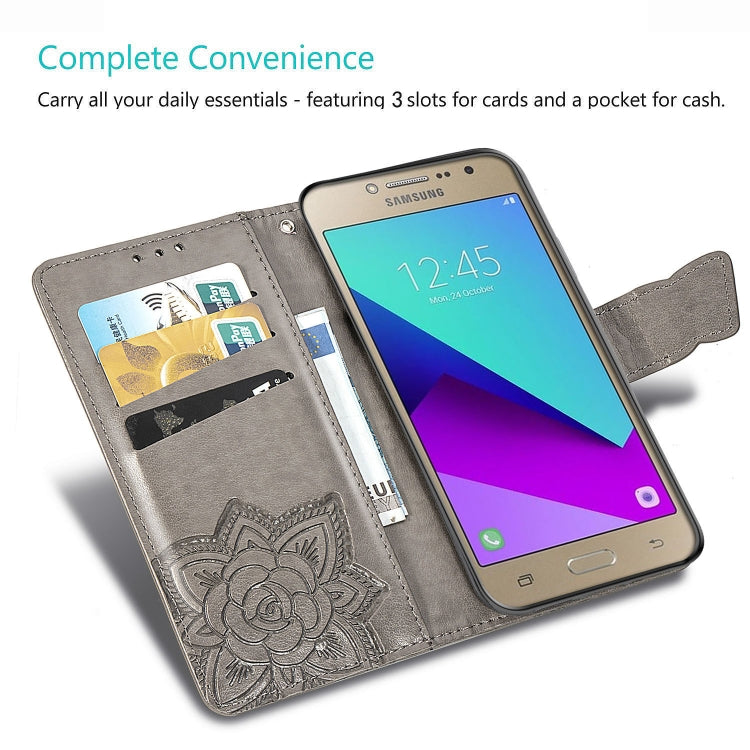 Butterfly Love Flowers Embossing Horizontal Flip Leather Case For Samsung J2 PRIME G530 with Holder & Card Slots & Wallet & Lanyard