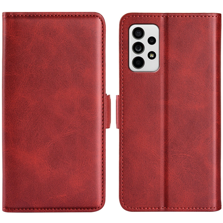 For Samsung Galaxy A33 5G Dual-side Magnetic Leather Case with Holder & Card Slots & Wallet