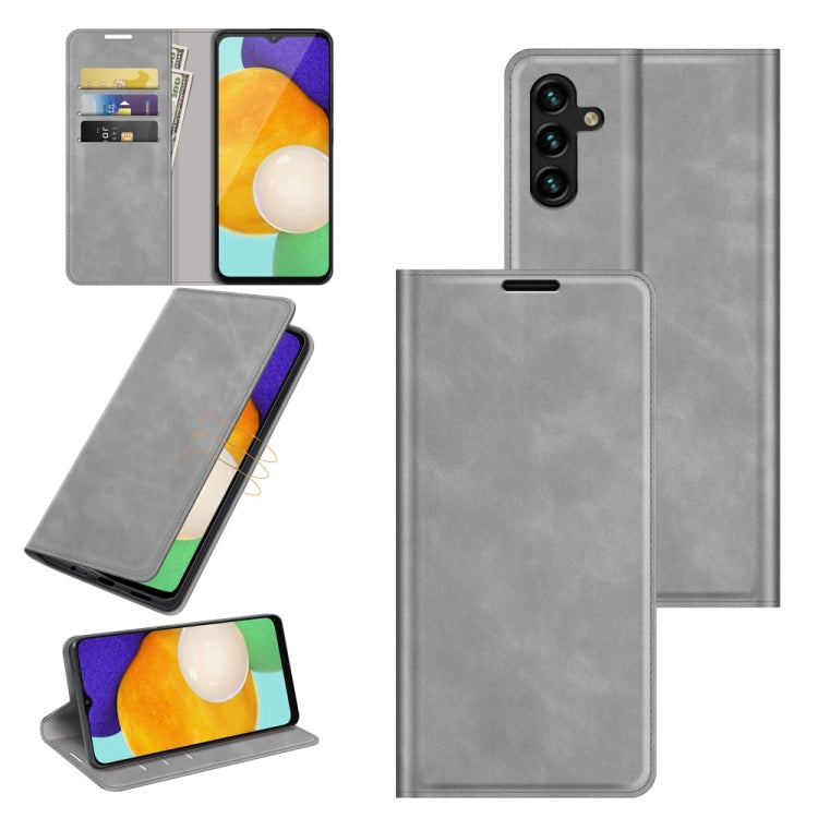 For Samsung Galaxy A13 5G Retro-skin Magnetic Leather Case with Holder & Card Slots & Wallet
