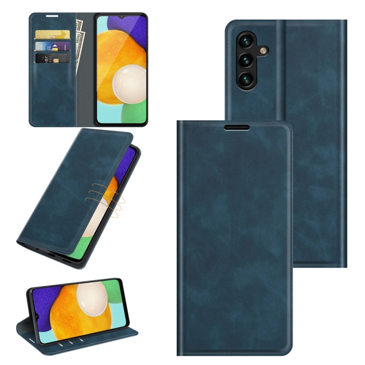 For Samsung Galaxy A13 5G Retro-skin Magnetic Leather Case with Holder & Card Slots & Wallet