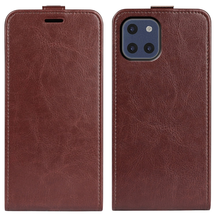 For Samsung Galaxy A03 166mm R64 Texture Vertical Flip Leather Case with Card Slots & Photo Frame