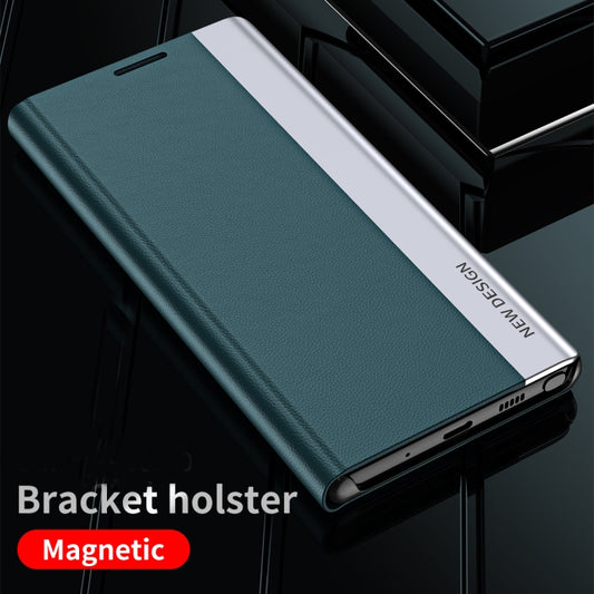 Side Electroplated Magnetic Flip Leather Case with Holder