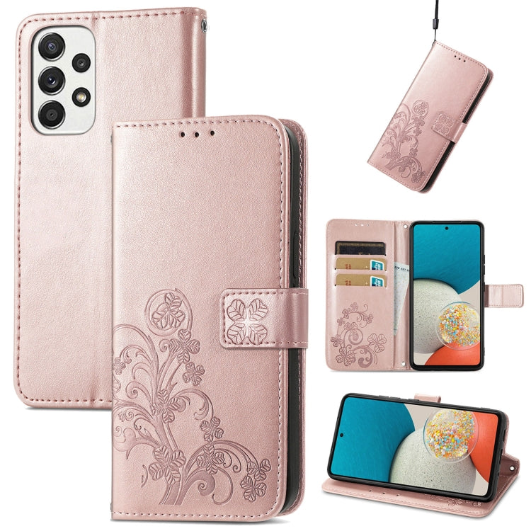 Four-leaf Clasp Embossed Buckle Mobile Phone Protection Leather Case
