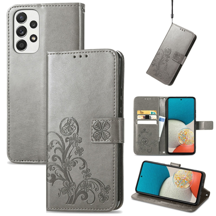 Four-leaf Clasp Embossed Buckle Mobile Phone Protection Leather Case