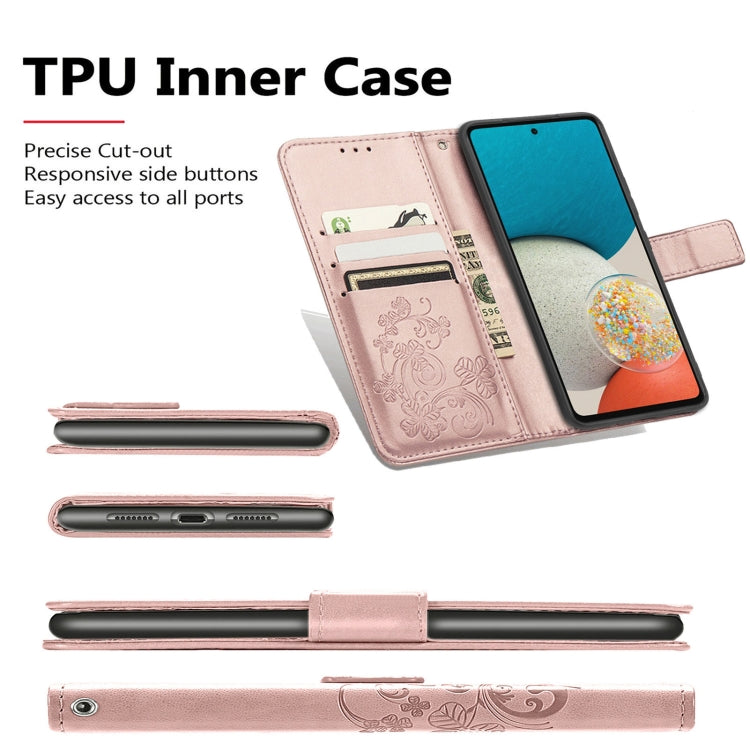 Four-leaf Clasp Embossed Buckle Mobile Phone Protection Leather Case