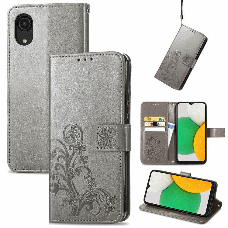 Four-leaf Clasp Embossed Buckle Mobile Phone Protection Leather Case