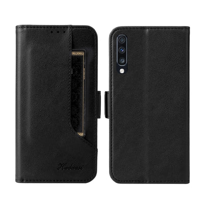 Dual Buckle Card Wallet Calf Leather Phone Case