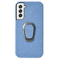 For Samsung Galaxy S22 5G Ring Holder Honeycomb PU Phone Case