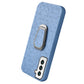 For Samsung Galaxy S22 5G Ring Holder Honeycomb PU Phone Case