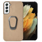For Samsung Galaxy S22 5G Ring Holder Honeycomb PU Phone Case