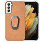 For Samsung Galaxy S22 5G Ring Holder Honeycomb PU Phone Case
