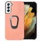 For Samsung Galaxy S22 5G Ring Holder Honeycomb PU Phone Case