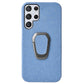 Ring Holder Honeycomb PU Phone Case For Samsung Galaxy S22 Ultra 5G