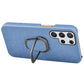 Ring Holder Honeycomb PU Phone Case For Samsung Galaxy S22 Ultra 5G