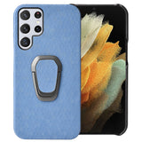 Ring Holder Honeycomb PU Phone Case For Samsung Galaxy S22 Ultra 5G