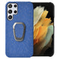 Ring Holder Honeycomb PU Phone Case For Samsung Galaxy S22 Ultra 5G