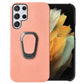 Ring Holder Honeycomb PU Phone Case For Samsung Galaxy S22 Ultra 5G