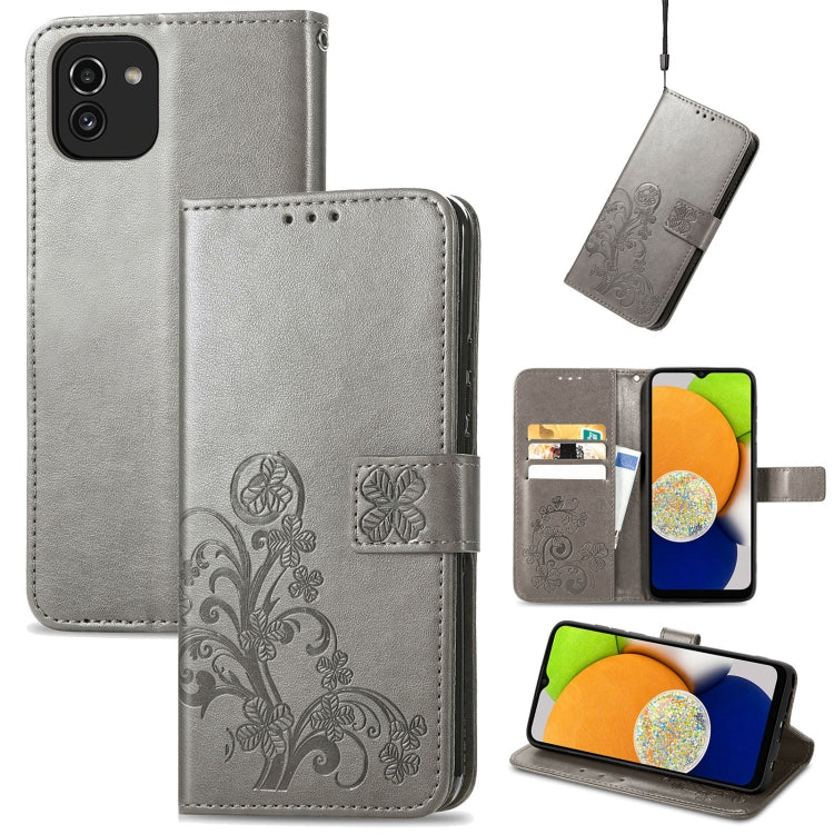 Four-leaf Clasp Embossed Leather Phone Case