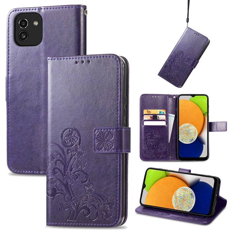 Four-leaf Clasp Embossed Leather Phone Case