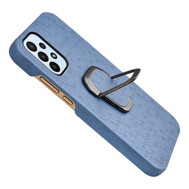 For Samsung Galaxy A23 4G Ring Holder Honeycomb PU Phone Case