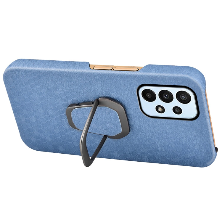 For Samsung Galaxy A23 4G Ring Holder Honeycomb PU Phone Case