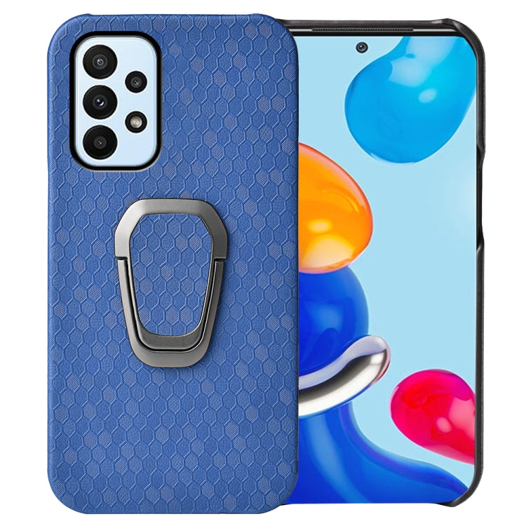 For Samsung Galaxy A23 4G Ring Holder Honeycomb PU Phone Case