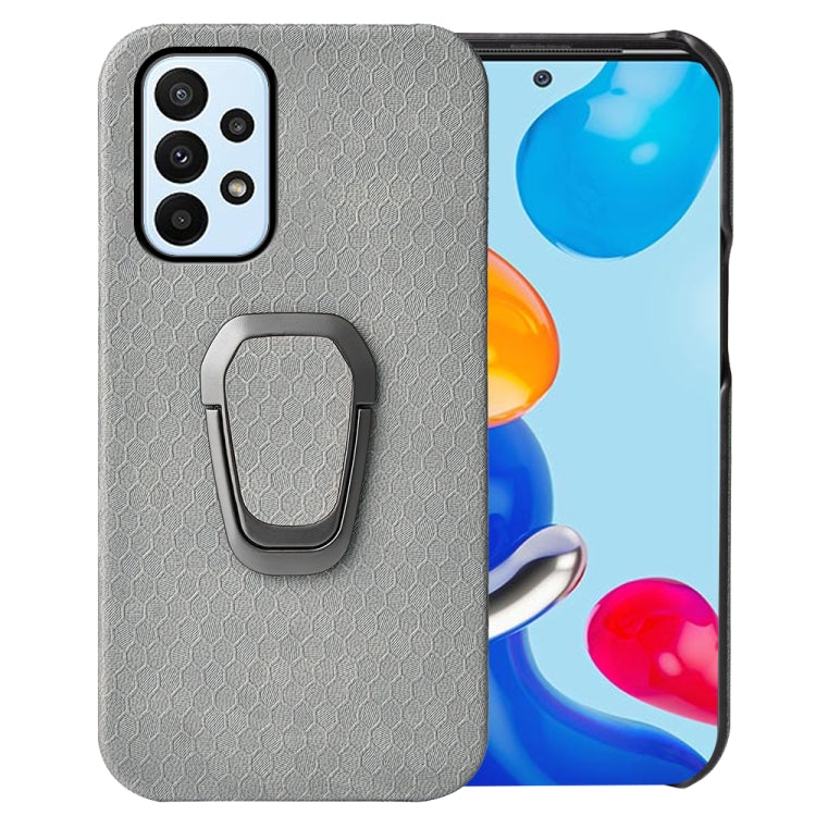 For Samsung Galaxy A23 4G Ring Holder Honeycomb PU Phone Case