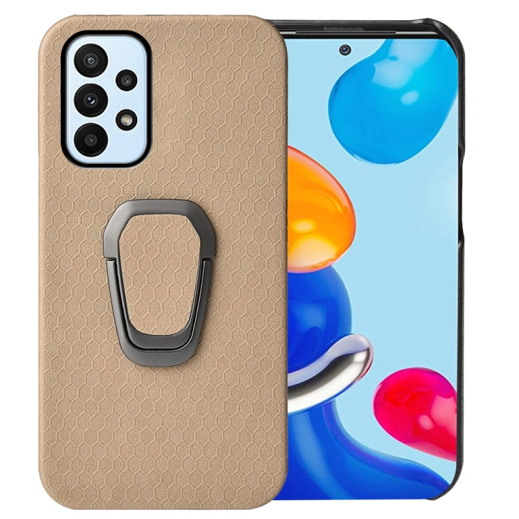 For Samsung Galaxy A23 4G Ring Holder Honeycomb PU Phone Case