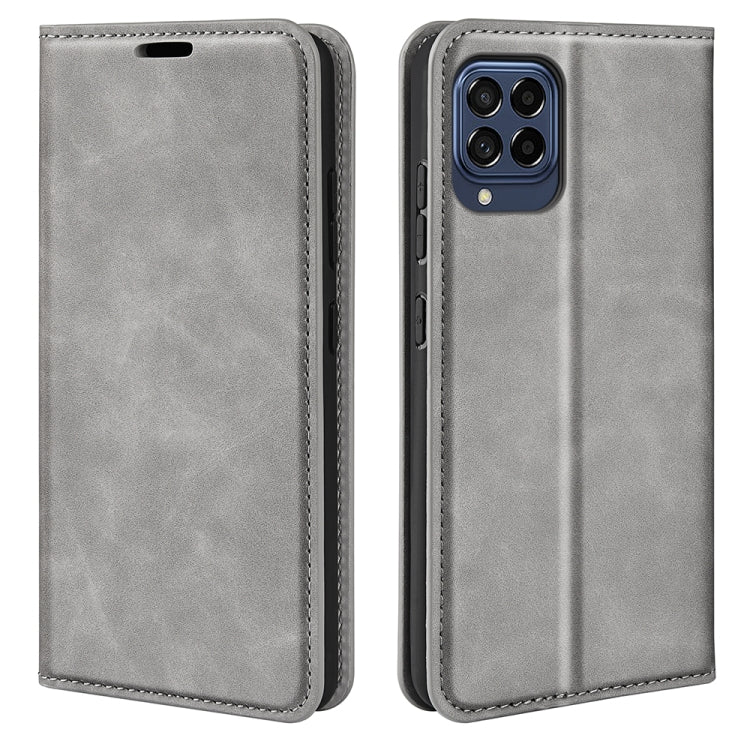 For Samsung Galaxy M33 Retro-skin Magnetic Suction Leather Phone Case