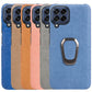 For Samsung Galaxy M53 Ring Holder Honeycomb PU Skin Phone Case