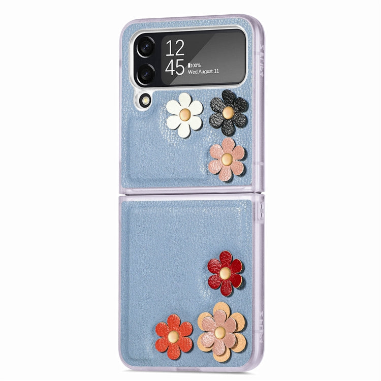 3D Flower PC Leather Folding Leather Phone Case