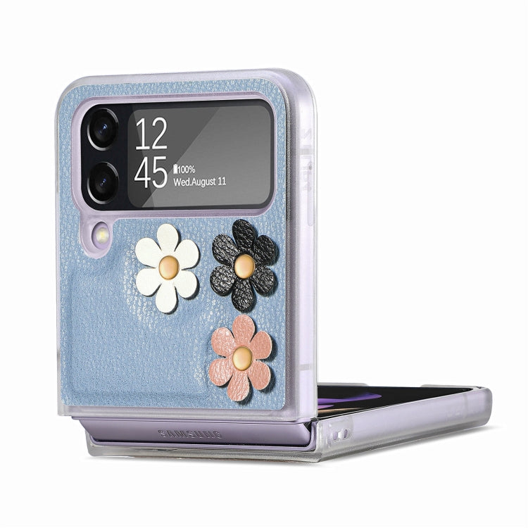 3D Flower PC Leather Folding Leather Phone Case