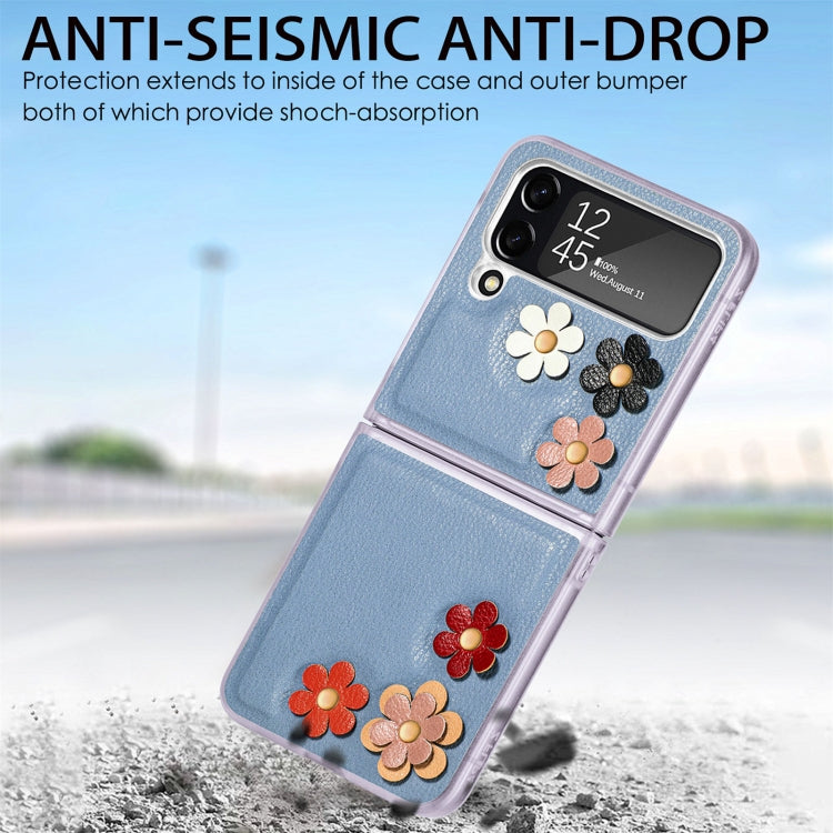 3D Flower PC Leather Folding Leather Phone Case