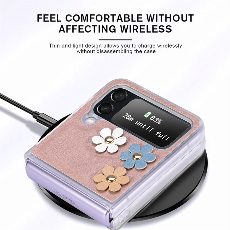 3D Flower PC Leather Folding Leather Phone Case