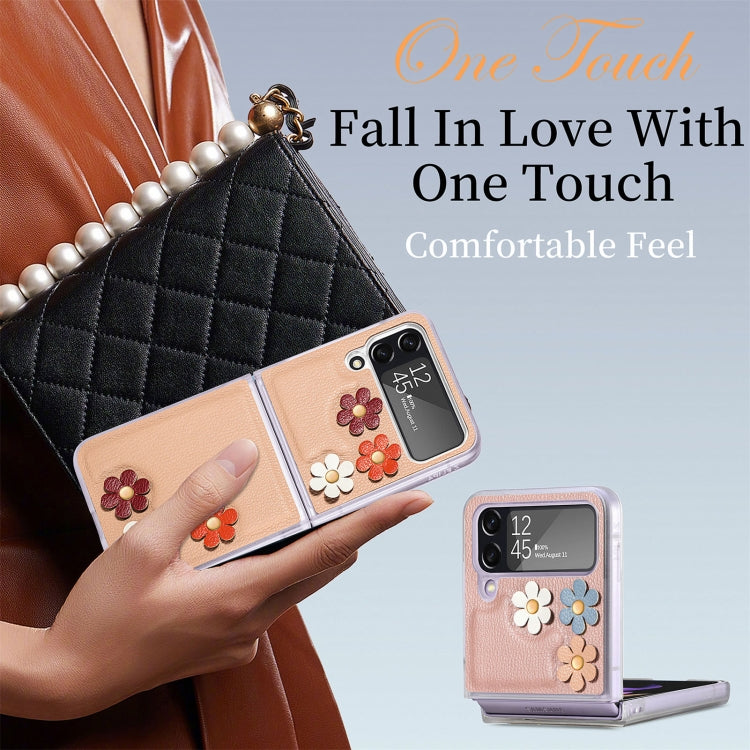 3D Flower PC Leather Folding Leather Phone Case