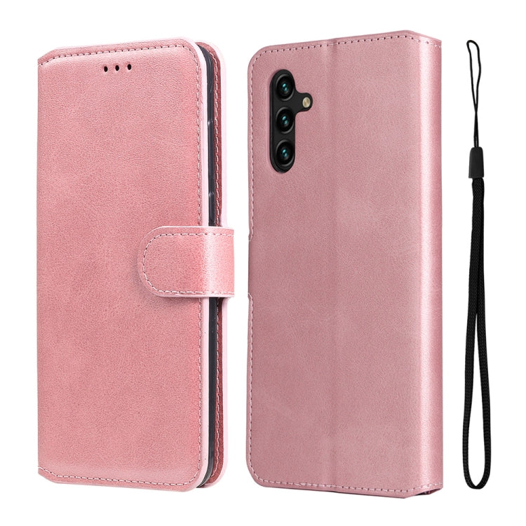 For Samsung Galaxy A13 5G JUNSUNMAY Calf Texture Leather Phone Case