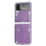 For Samsung Galaxy Z Flip4 JUNSUNMAY Glitter Leather Skin PC Folding Phone Case