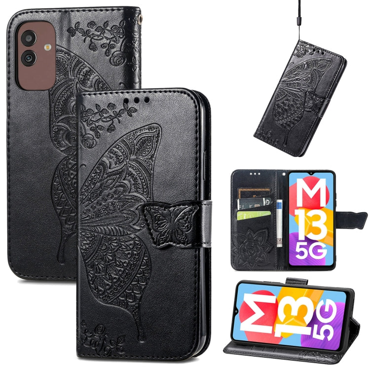 Butterfly Love Flower Embossed Flip Leather Phone Case