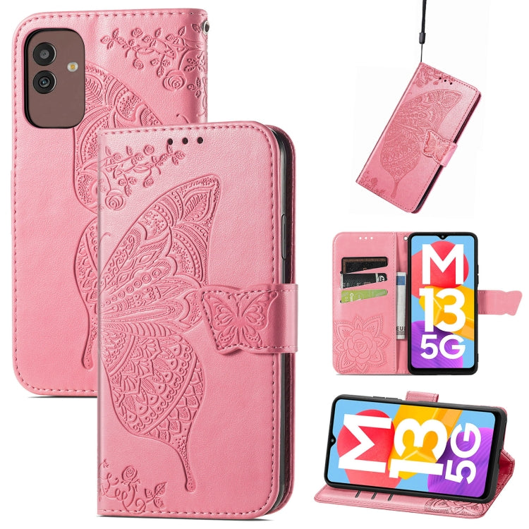 Butterfly Love Flower Embossed Flip Leather Phone Case