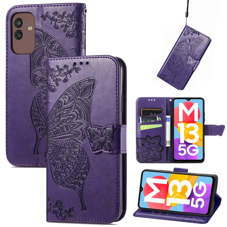 Butterfly Love Flower Embossed Flip Leather Phone Case