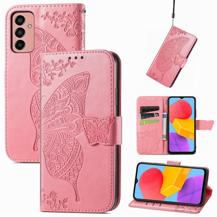 Butterfly Love Flower Embossed Flip Leather Phone Case
