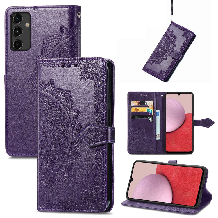 For Samsung Galaxy A14 5G Mandala Flower Embossed Leather Phone Case