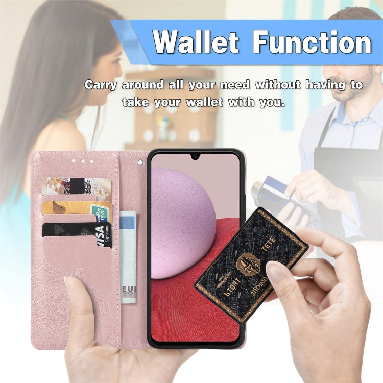 For Samsung Galaxy A14 5G Mandala Flower Embossed Leather Phone Case