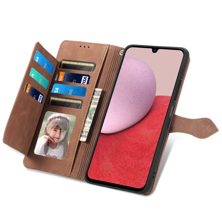 For Samsung Galaxy A14 5G Embossed Flower  Zipper Leather Phone Case