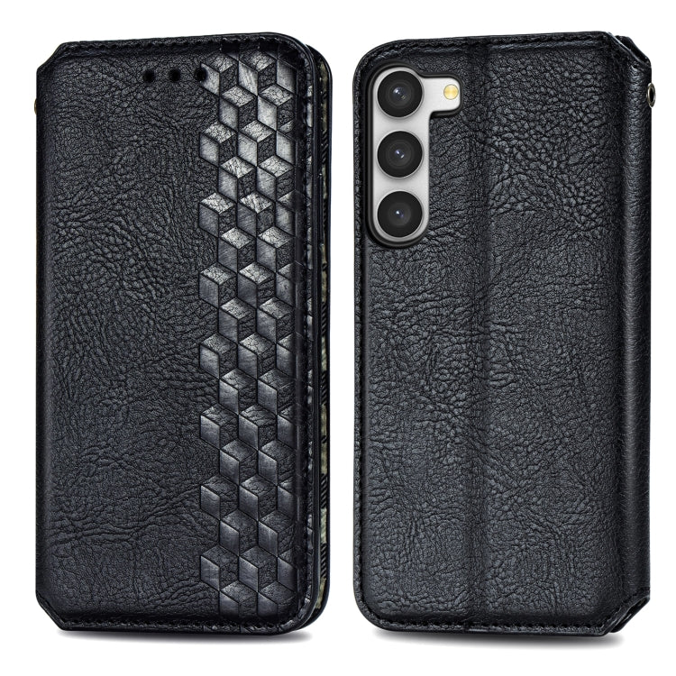 Cubic Grid Pressed Magnetic Leather Phone Case