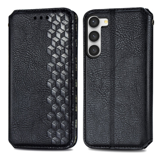Cubic Grid Pressed Magnetic Leather Phone Case