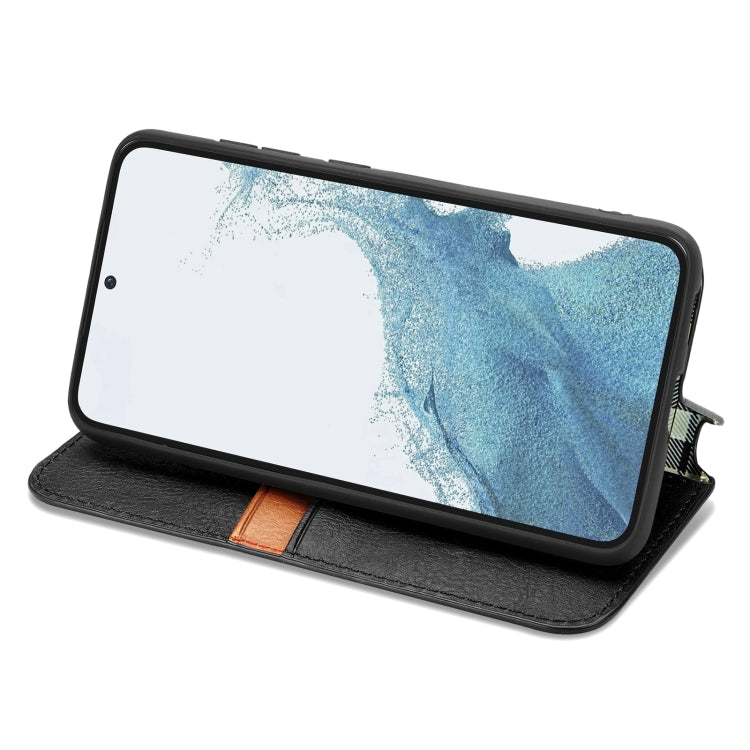 Cubic Grid Pressed Magnetic Leather Phone Case