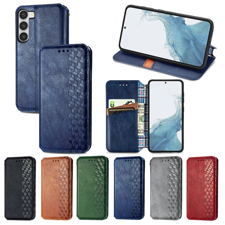 Cubic Grid Pressed Magnetic Leather Phone Case