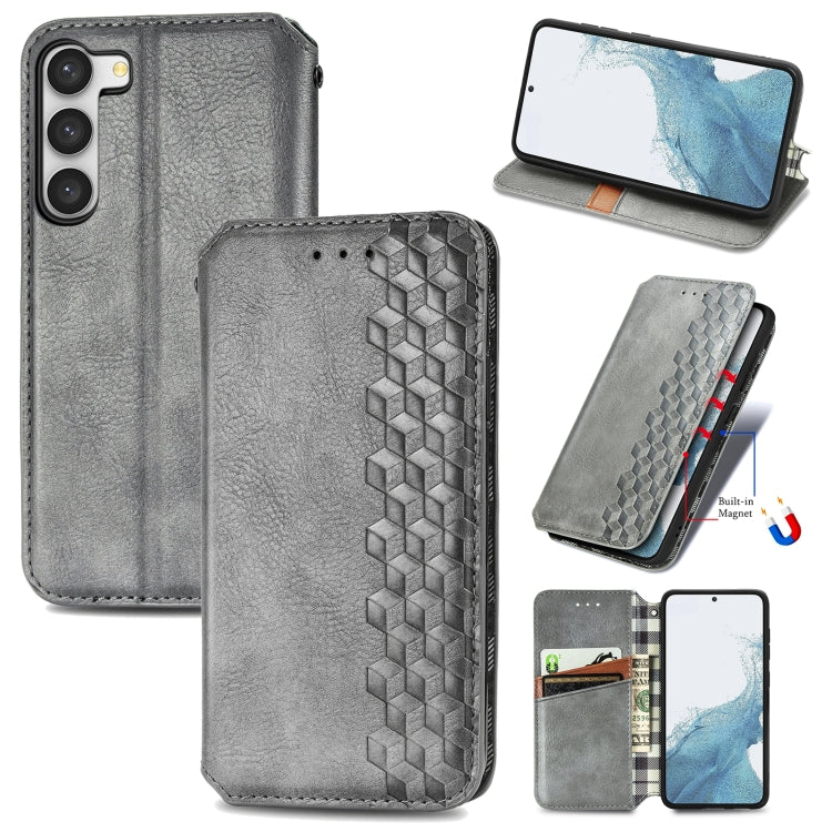 Cubic Grid Pressed Magnetic Leather Phone Case
