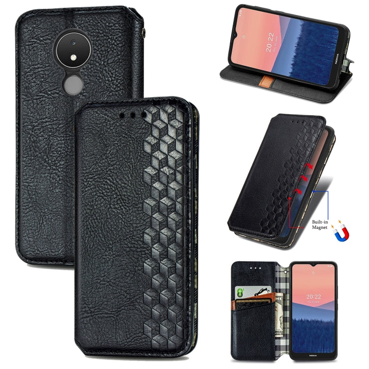 Cubic Grid Pressed Magnetic Leather Phone Case